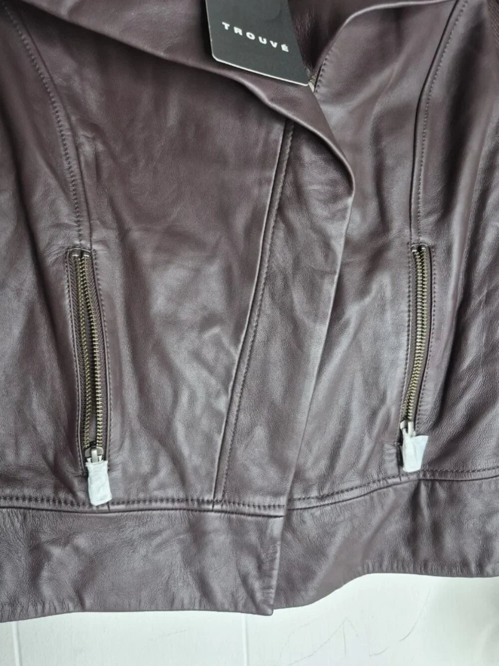 NWT TROUVE Leather Full Zip Jacket Women's Size S